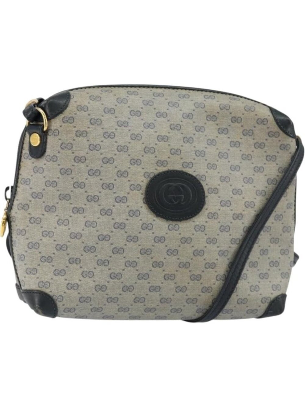 GUCCI Micro GG Canvas Bag PVC Leather Navy Gold 007 115 0093